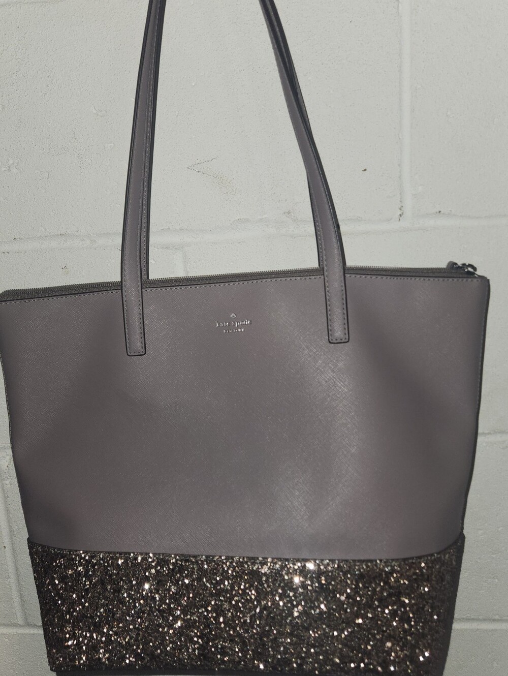 Kate Spade Grey Greta Court Glitter Bottom Tote Bag